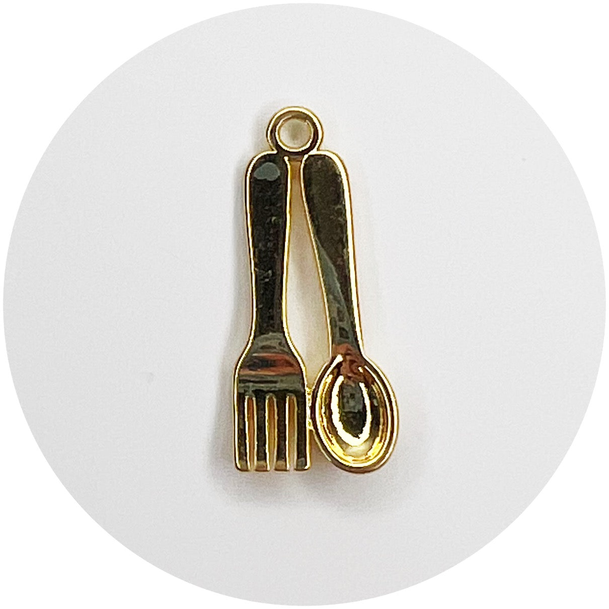 Gold Fork and Spoon Pendant