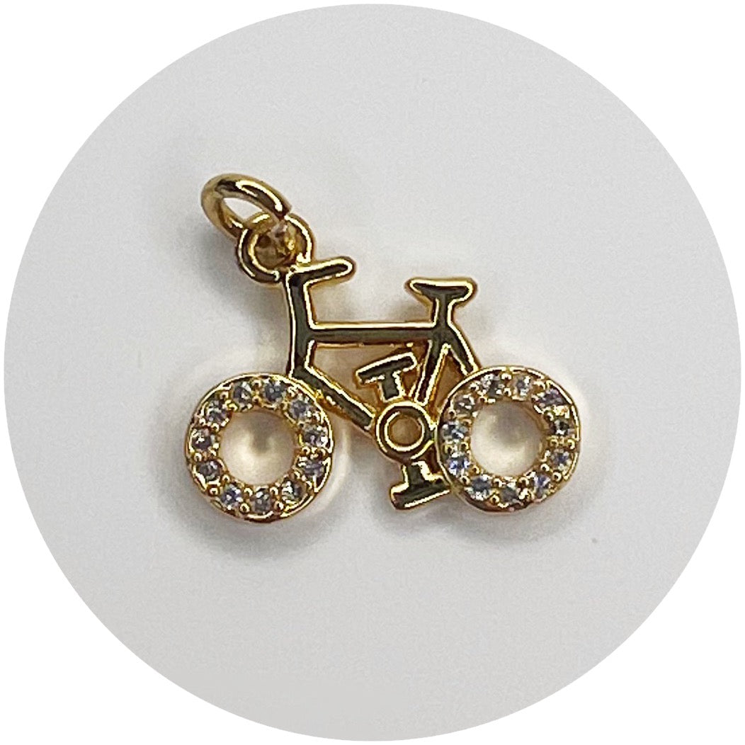 Gold Pavé Bike Pendant