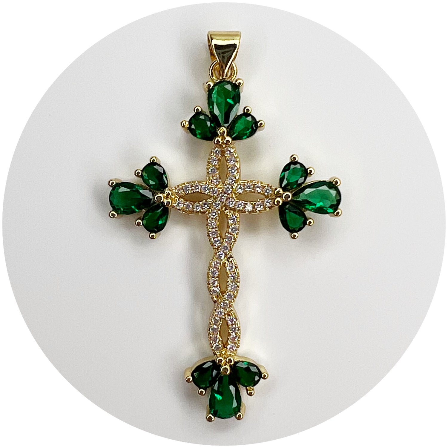 Pavé Emerald Cross Pendant