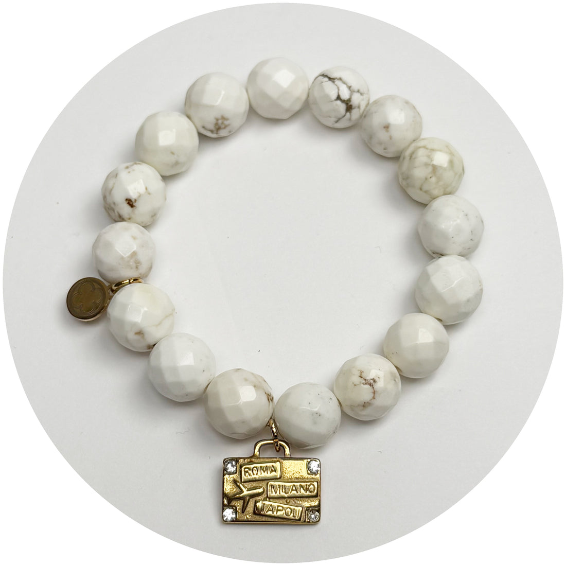 LIMITED EDITION White Magnesite with Destination Luggage Pendant
