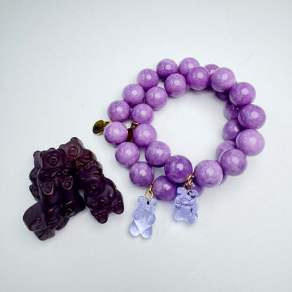 Lepidolite Light with Purple Murano Glass Gummy Bear