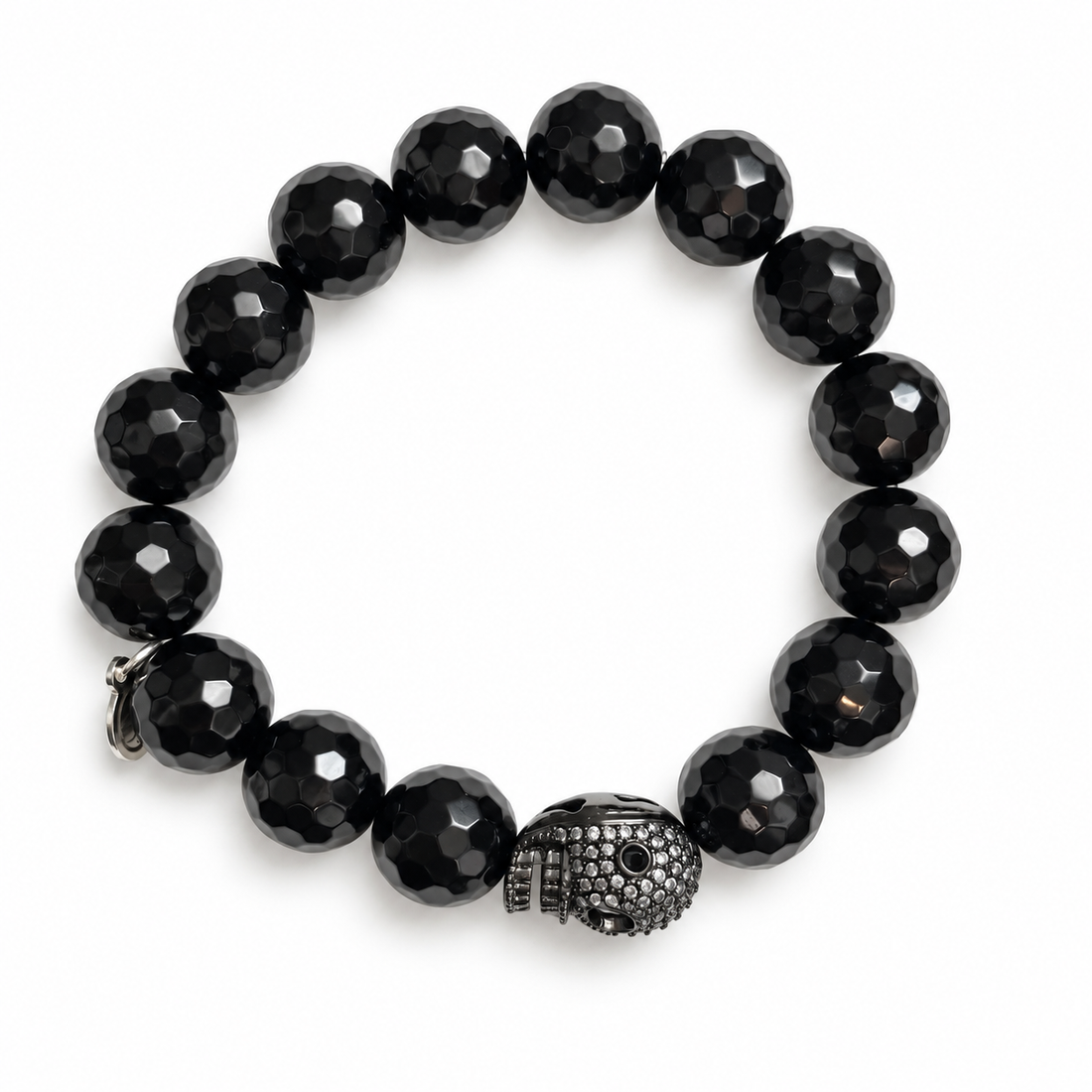 Black Onyx with Pavé Gunmetal Skull on a white background