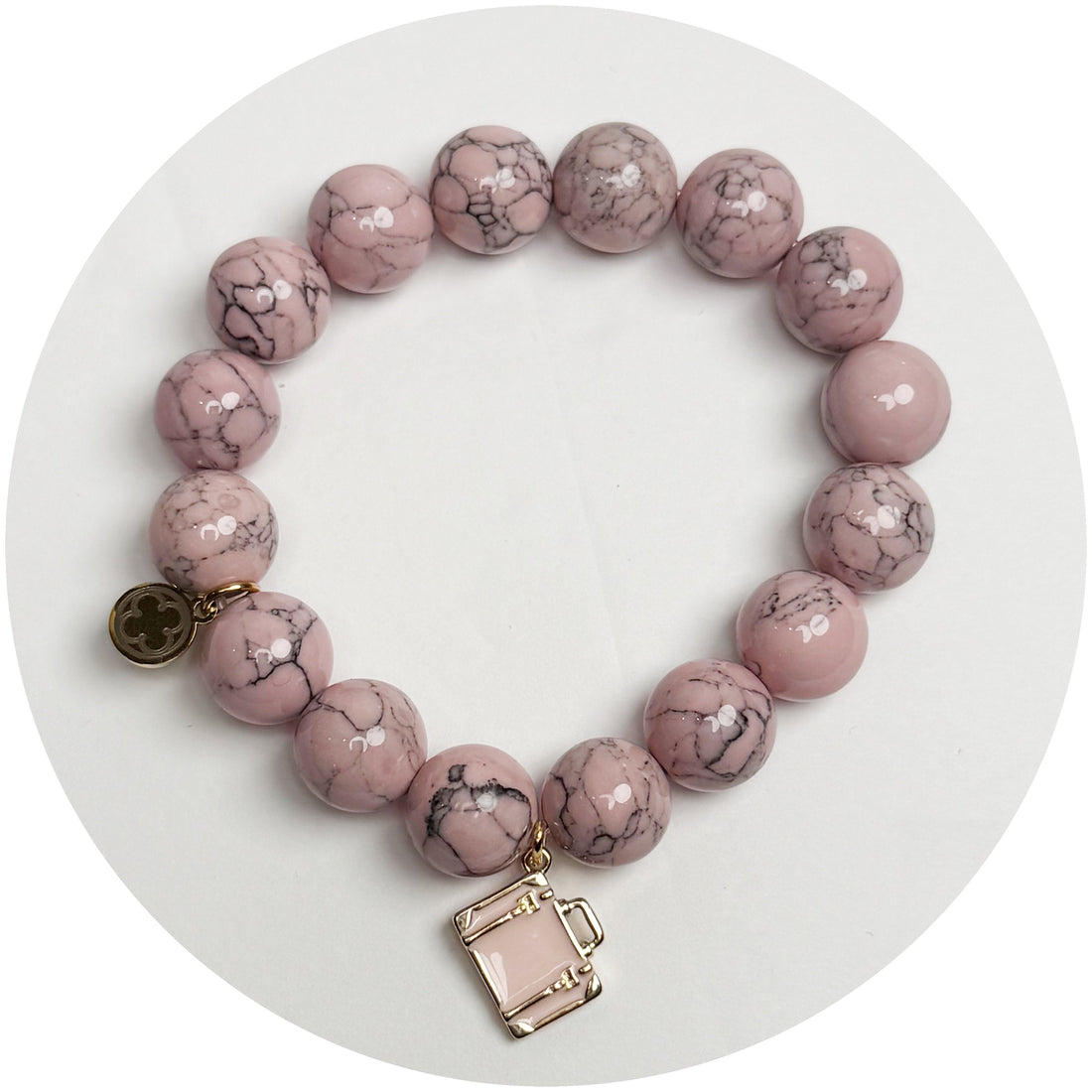 Light Pink Howlite with Pink Luggage Pendant