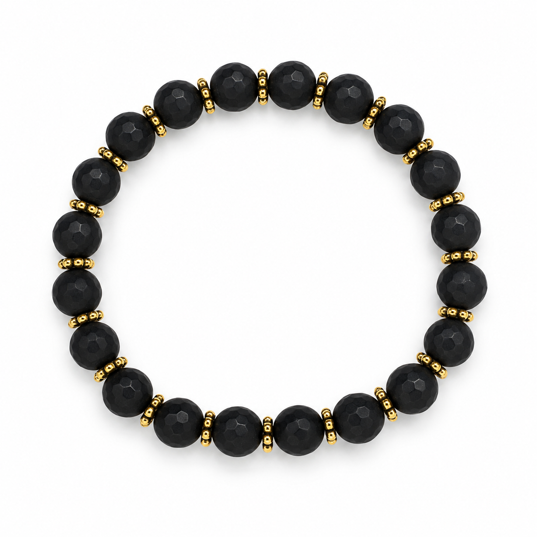 Mens Matte Black Onyx with Gold Daisies on white studio background