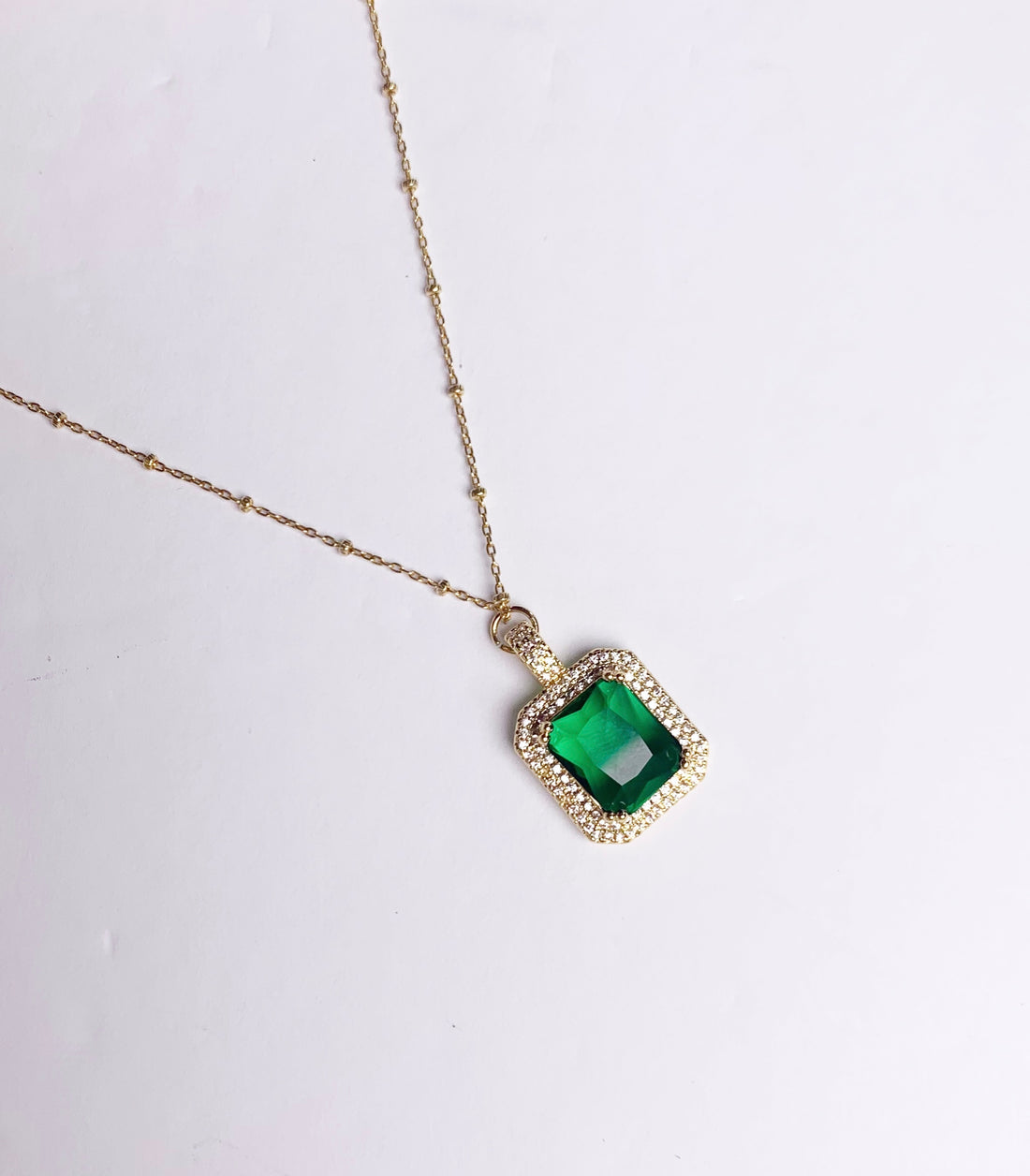 Emerald Hidden Gem Pavé Necklace