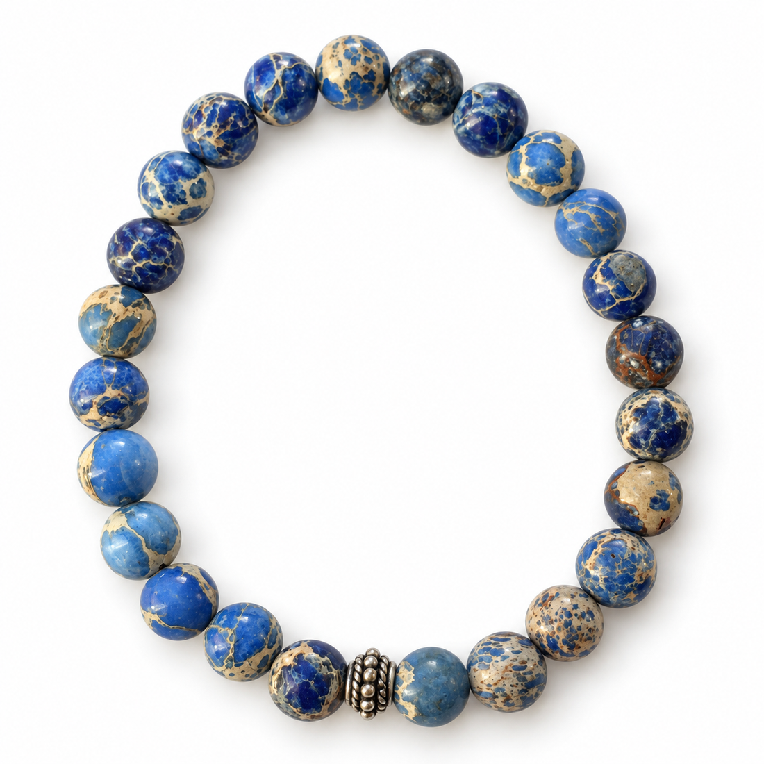 Mens Blue Imperial Jasper with Antique Silver Accent - Oriana LaMarca Designs