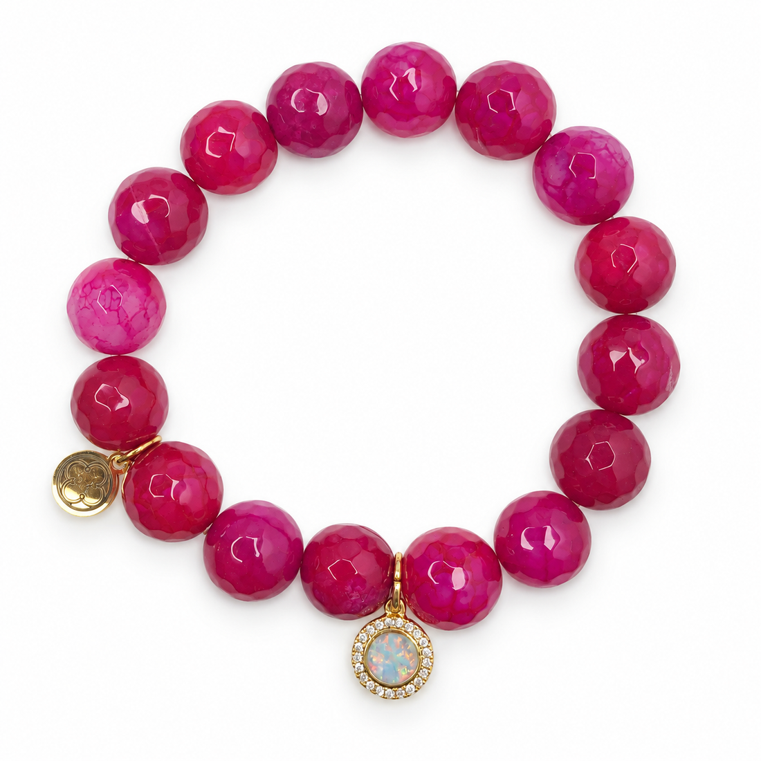 Magenta Jade with Pavé Opal Round Pendant - Oriana LaMarca Designs