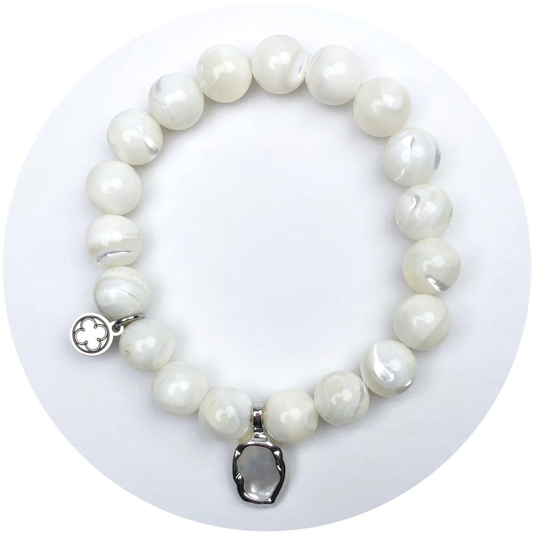 Mother of Pearl with Molten Mother of Pearl Silver Pendant