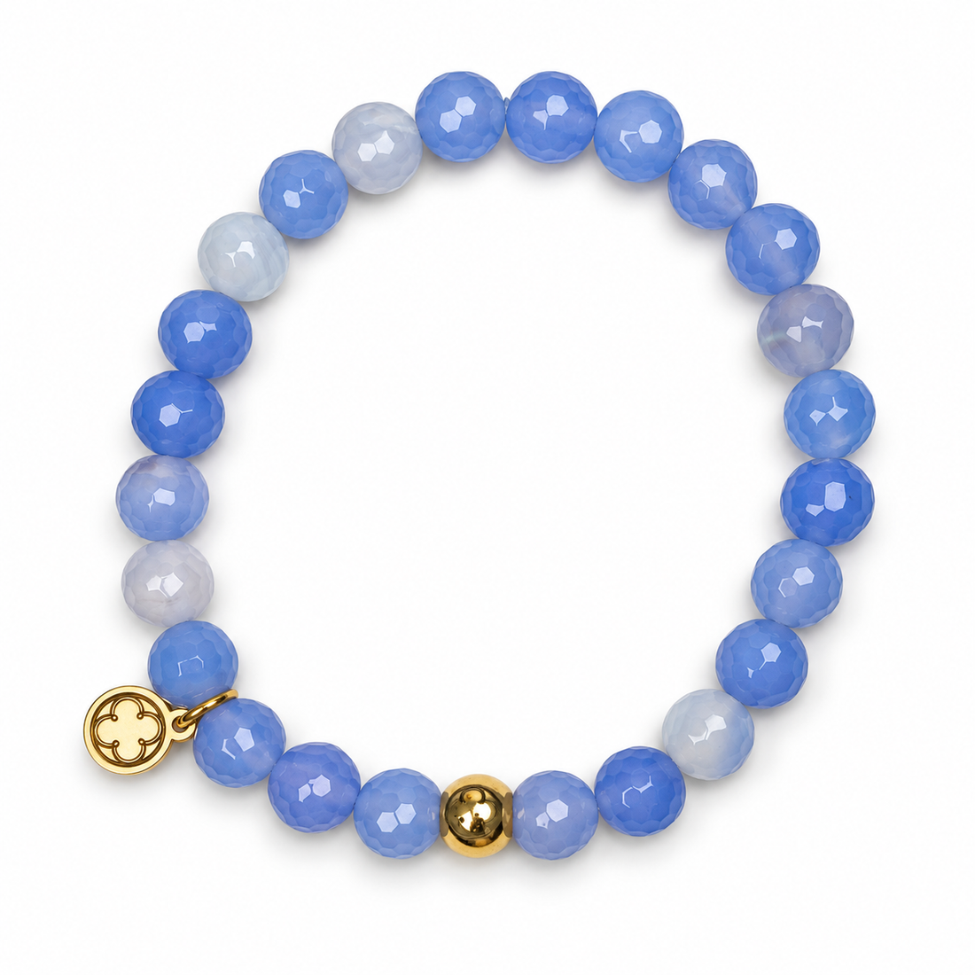 Mens Serenity Blue Agate with Gold Accent on white studio background