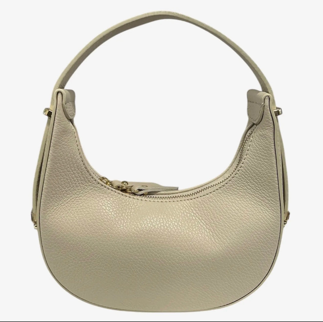 Mezza Luna Creme Leather Handbag