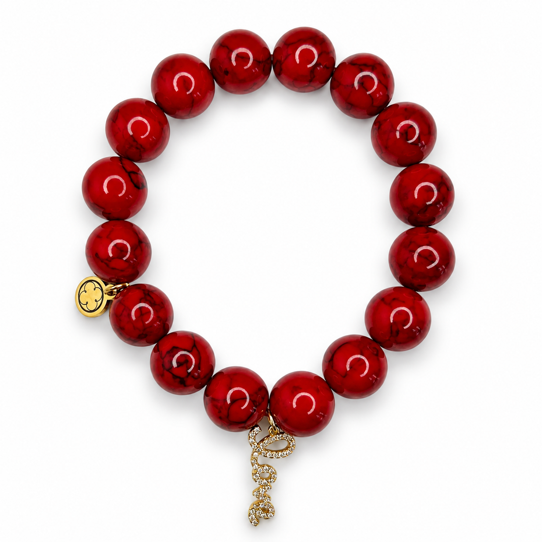 Red Howlite with Pavé "Love" Pendant - Oriana LaMarca Designs
