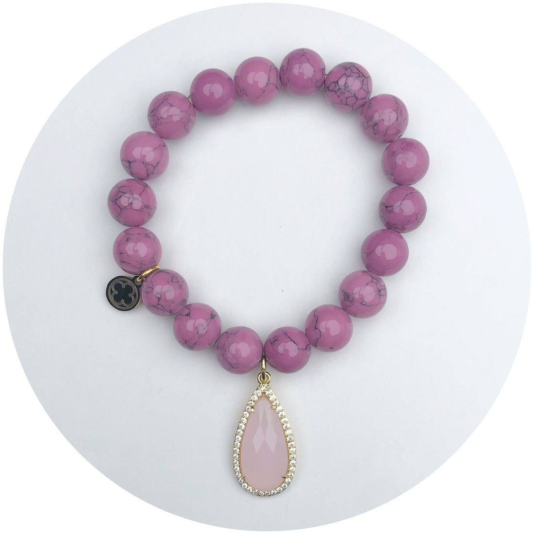 Lepidolite with Pavé Pink Glass Crystal Point Pendant