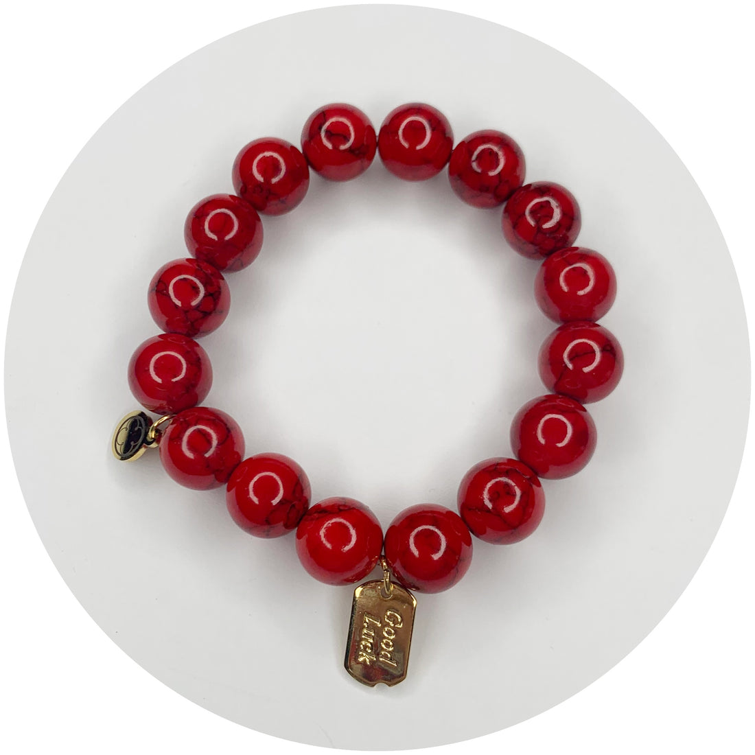 Red Howlite with Good Luck Pendant