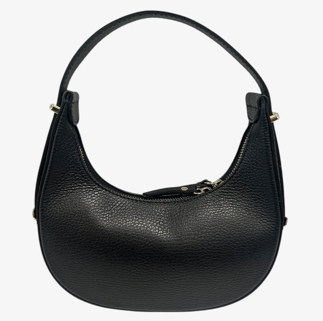 Mezza Luna Black Leather Handbag