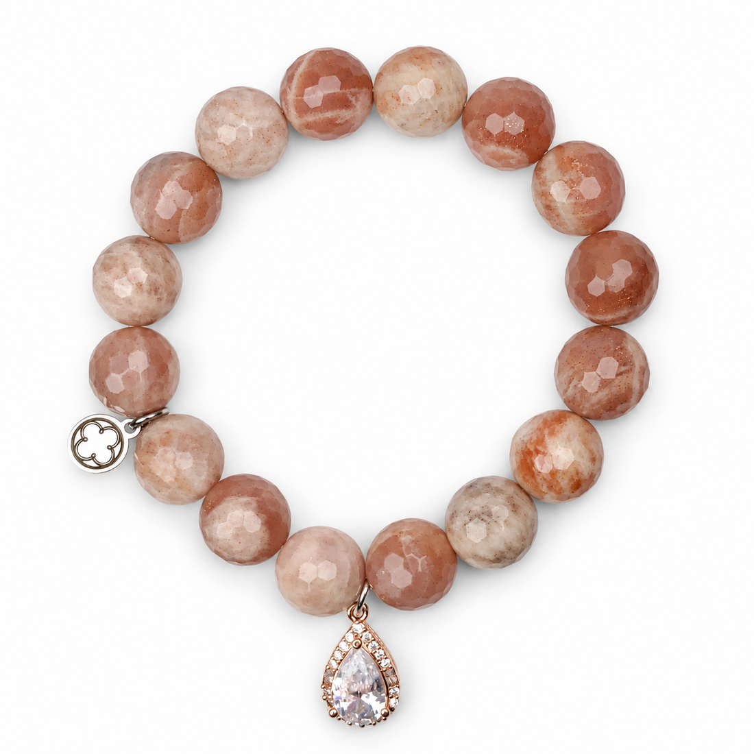 Desert Moonstone with Pavé Rose Gold Teardrop Pendant — Oriana LaMarca