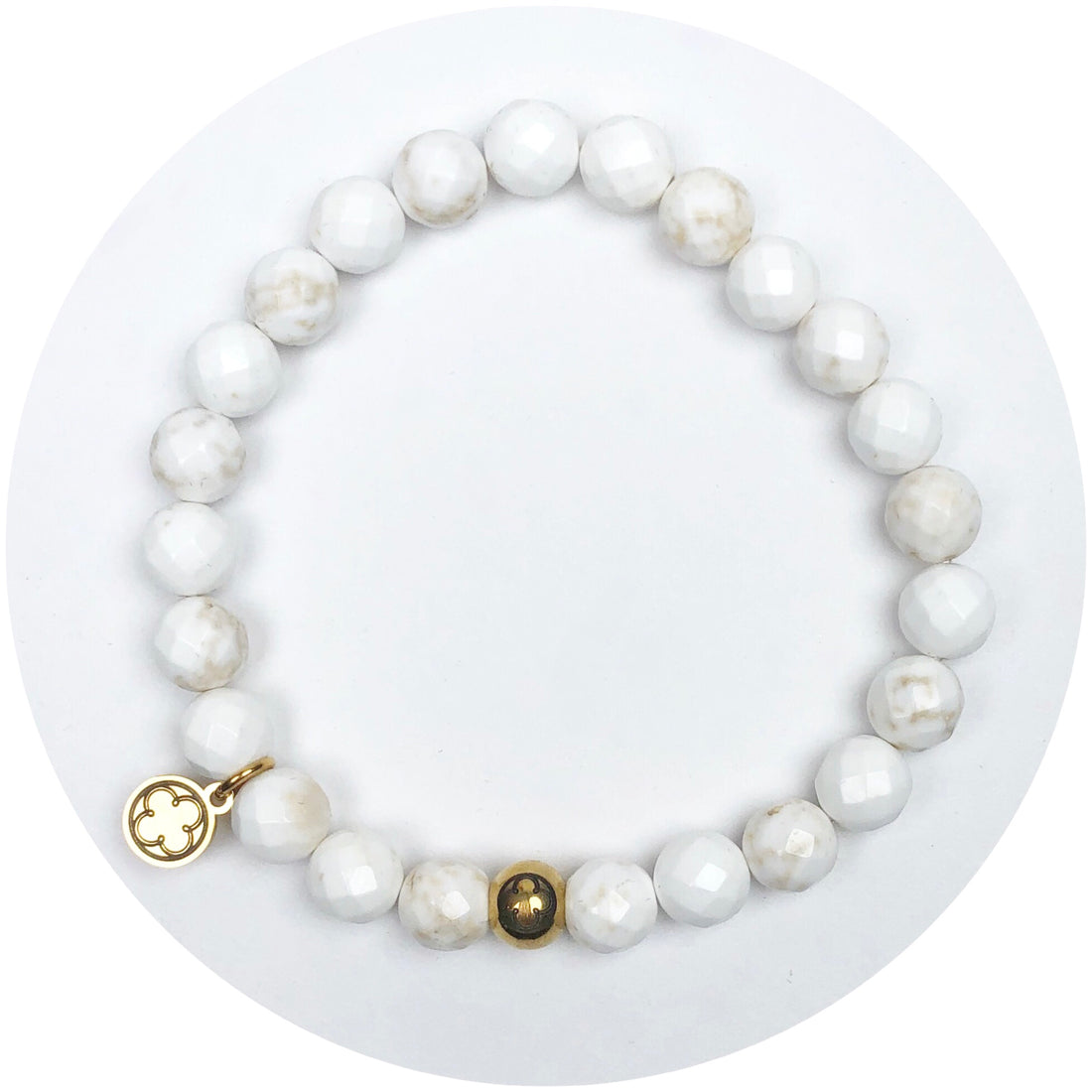 Mens White Magnesite with Gold Accent