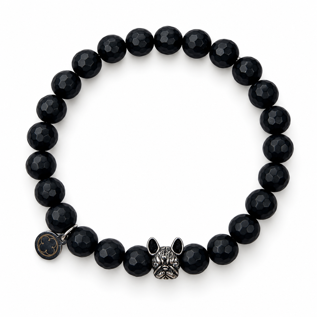 Mens Matte Black Onyx with French Bulldog on white studio background