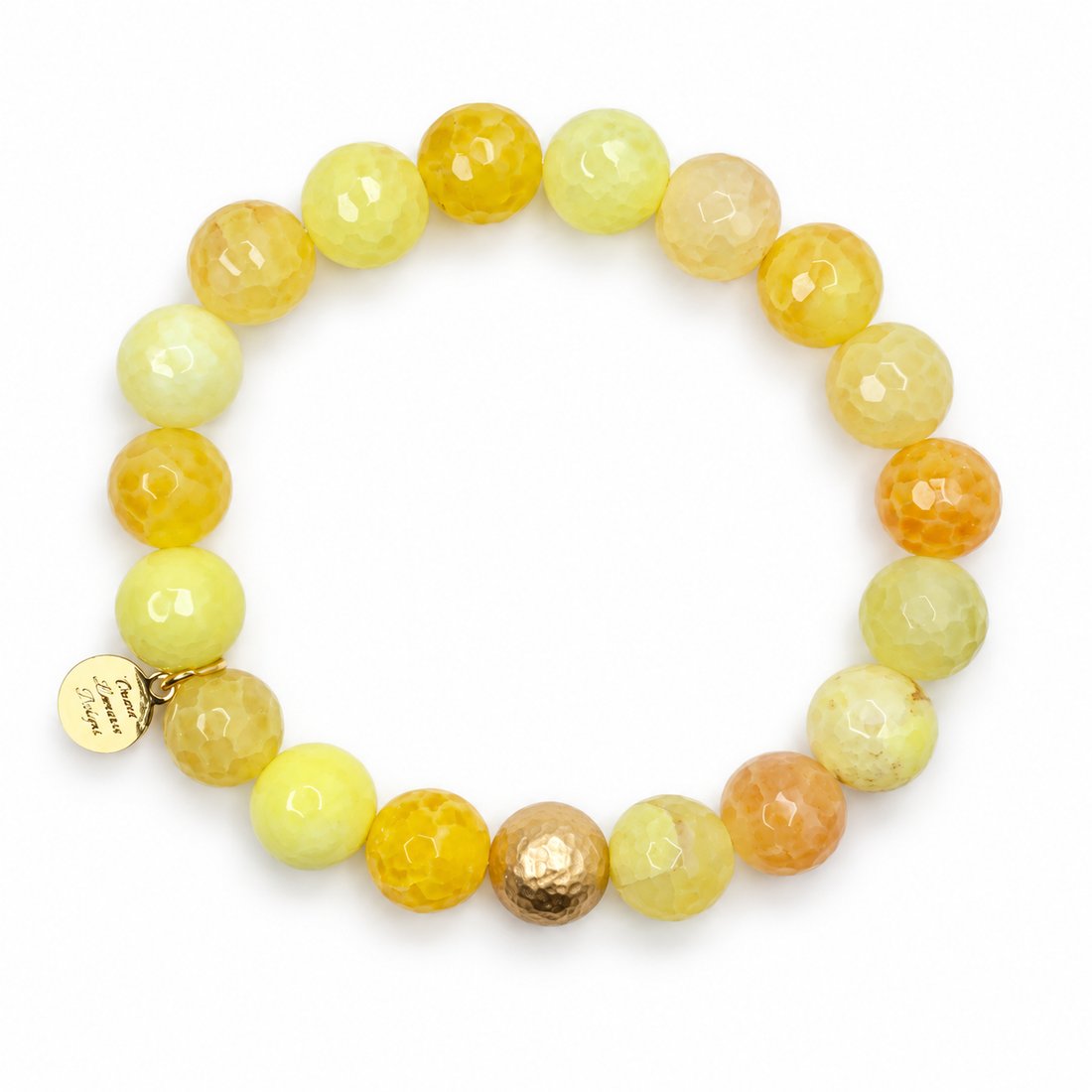 Yellow Agate with Hammered Gold Accent - Oriana LaMarca Designs