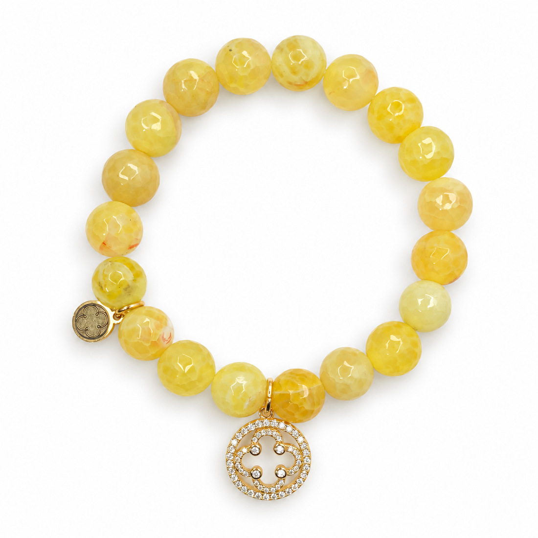 Yellow Agate with Pavé Gold Signature Logo - Oriana LaMarca Designs
