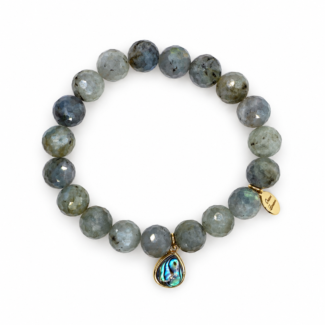 Paloma Pewter with Abalone Teardrop Pendant on white studio background