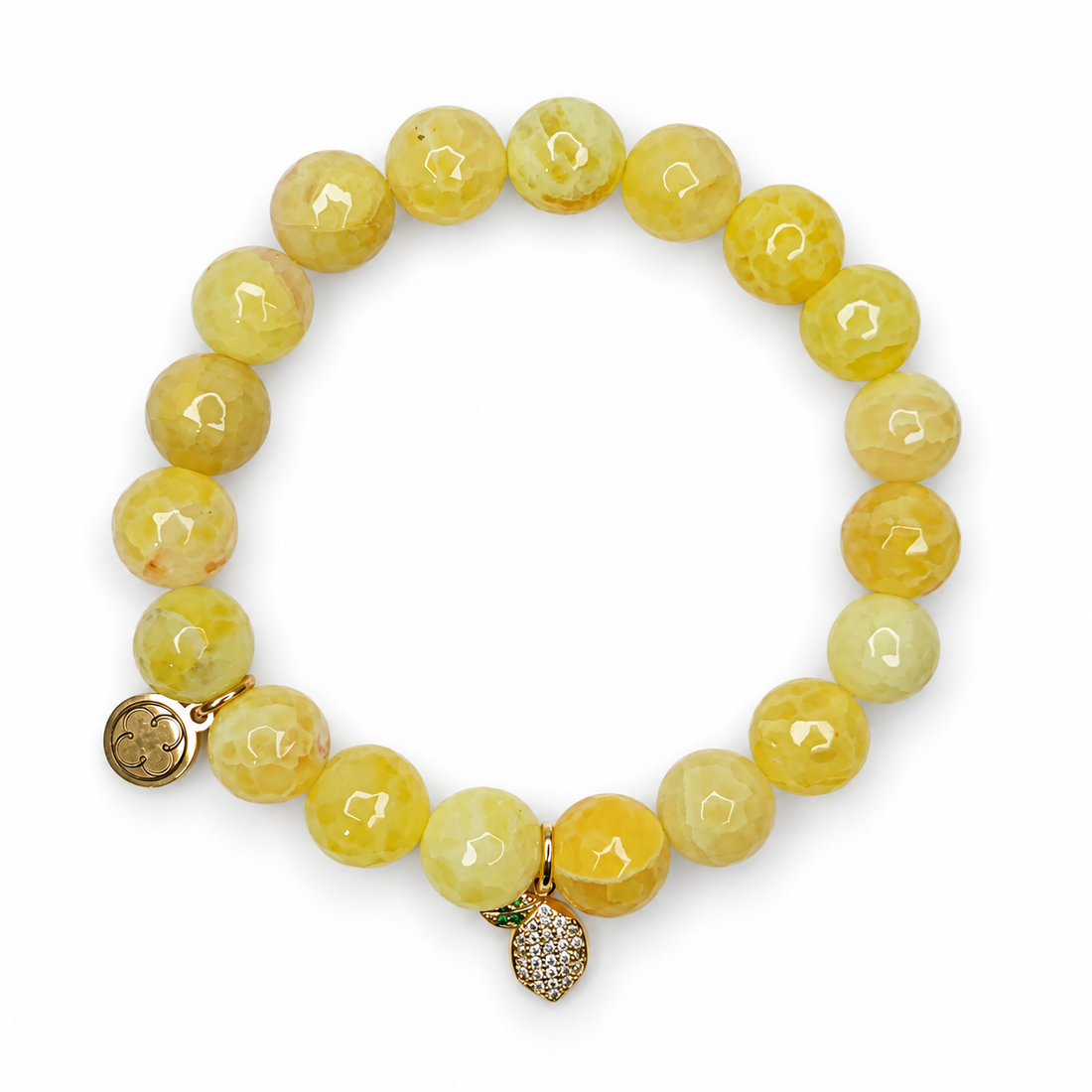 Yellow Agate with Pavé Lemon Pendant on white studio background