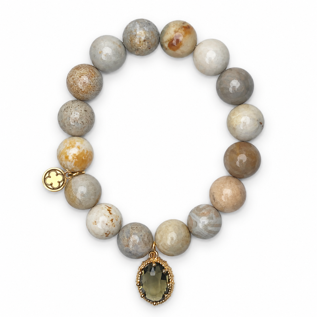 Fossil Coral with Pavé Topaz Glass Teardrop - Oriana LaMarca Designs