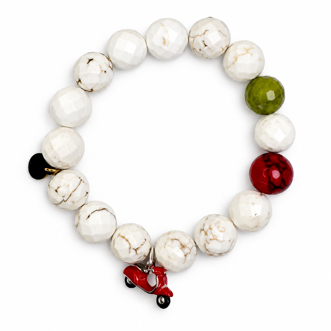 White Magnesite with Red Vespa Pendant on white studio background