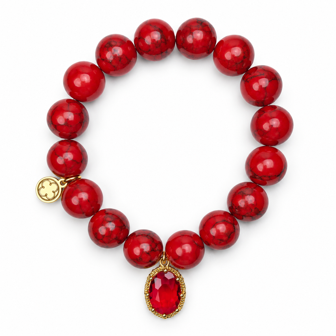 Red Howlite with Ruby Hidden Gem on white studio background