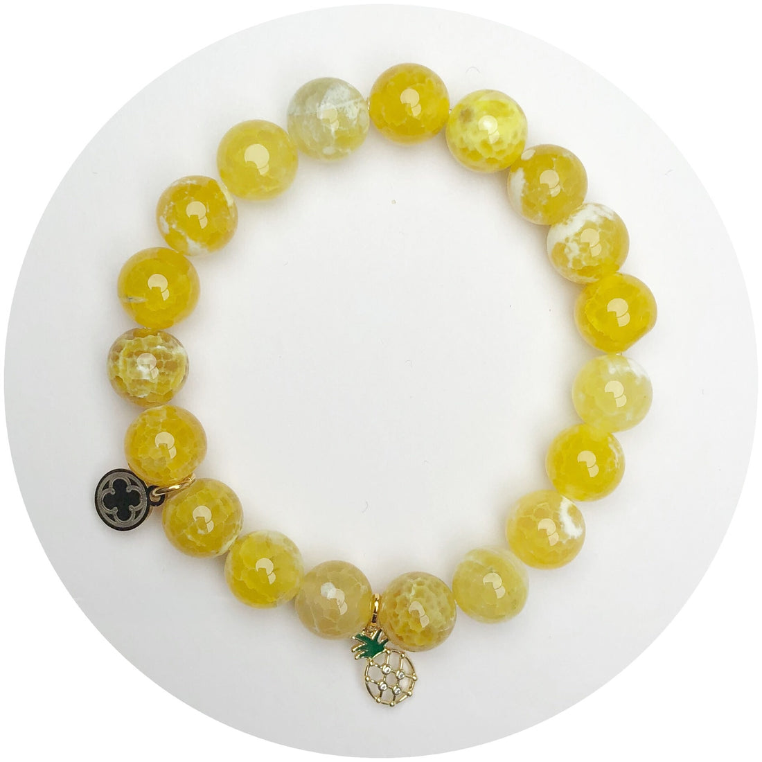 Yellow Agate with Gold Pavé Pineapple Pendant