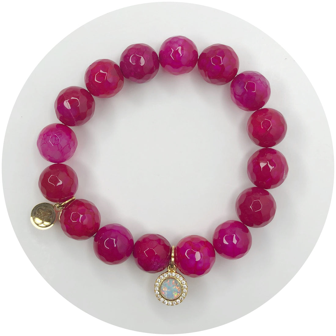 Magenta Jade with Pavé Opal Round Pendant