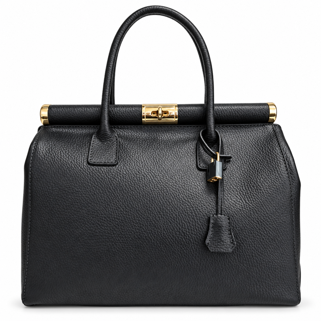 Caterina Black Leather Handbag - Oriana LaMarca Designs