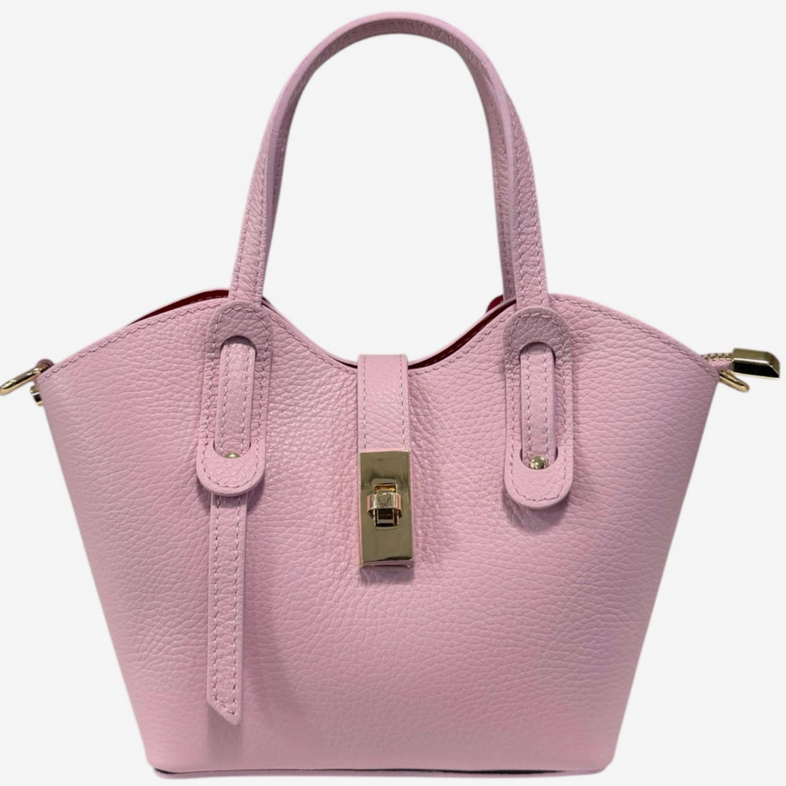 Alessia Petal Pink Mini Leather Tote with Crossbody Strap