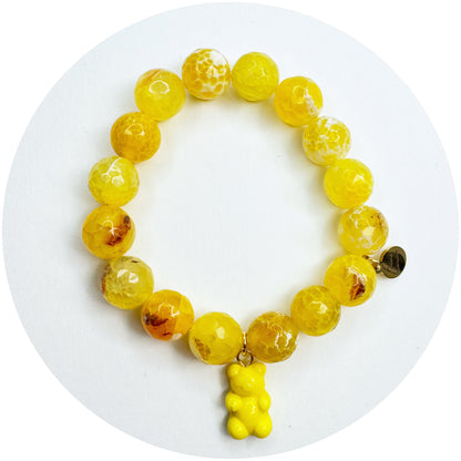 Yellow Agate with Yellow Murano Glass Gummy Bear