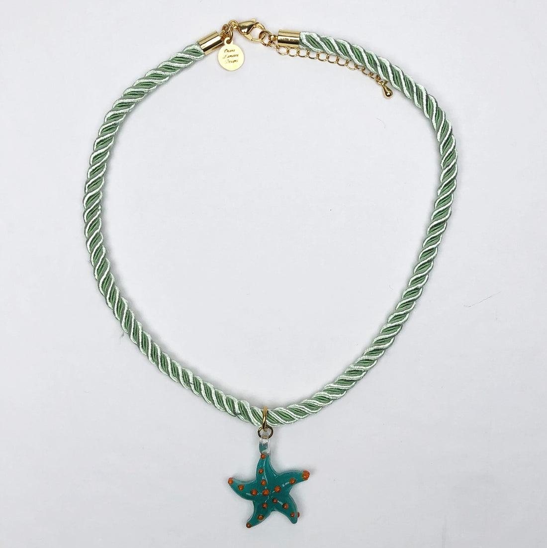 Stellina Mint Green Rope with Green Starfish Necklace