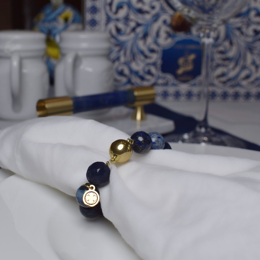 Lapis Wine Glass Marker & Napkin Ring- Set of 4