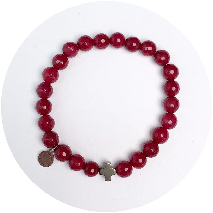 Mens Marsala Jade "St Joseph For Leonardo" with Pyrite Cross - Oriana Lamarca LLC