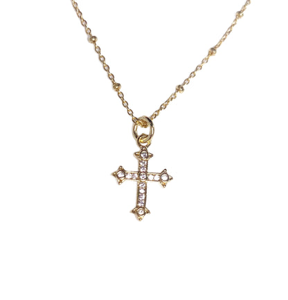 Mini Cross Pavé Necklace