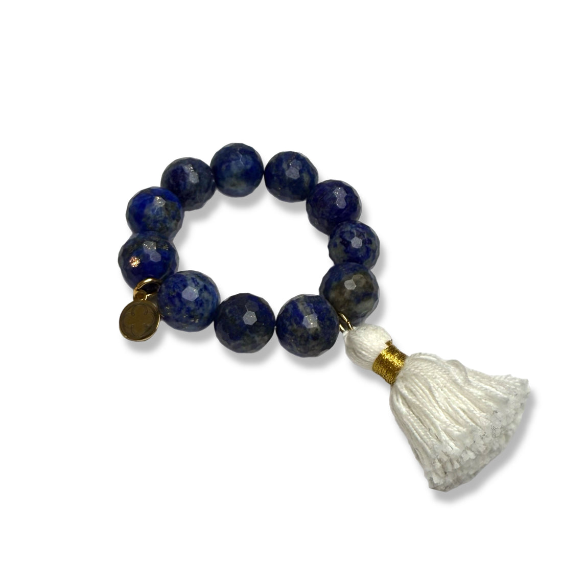 Lapis with White Tassel Napkin Rings - Set of 4