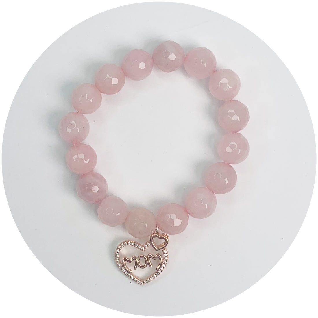 Rose Quartz with Pavé Rose Gold MOM Pendant