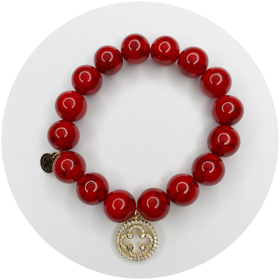 Red Howlite with Pavè Gold Signature Logo