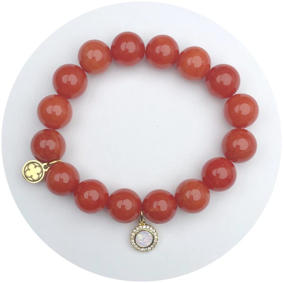 Fire Jade with Pavé Opal Round Pendant