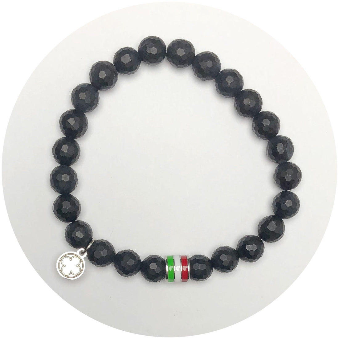 Mens Matte Black Onyx with Italian Flag Accent - Oriana Lamarca LLC