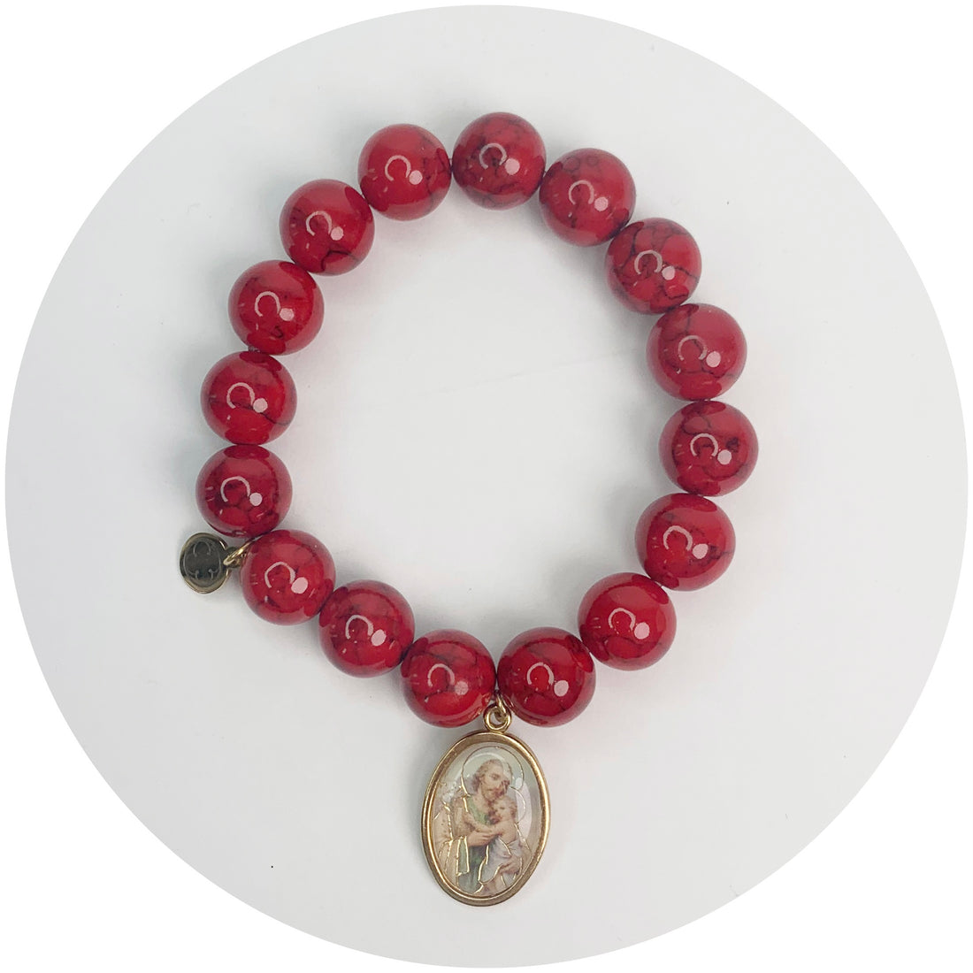 Red Howlite with St Joseph Pendant - Oriana Lamarca LLC