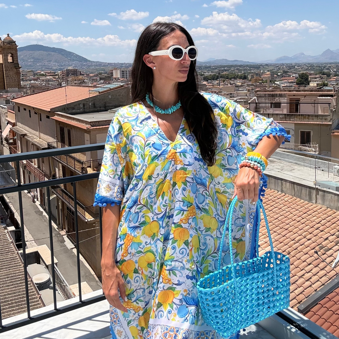 Blue Lemon Maiolica Foulard Dress