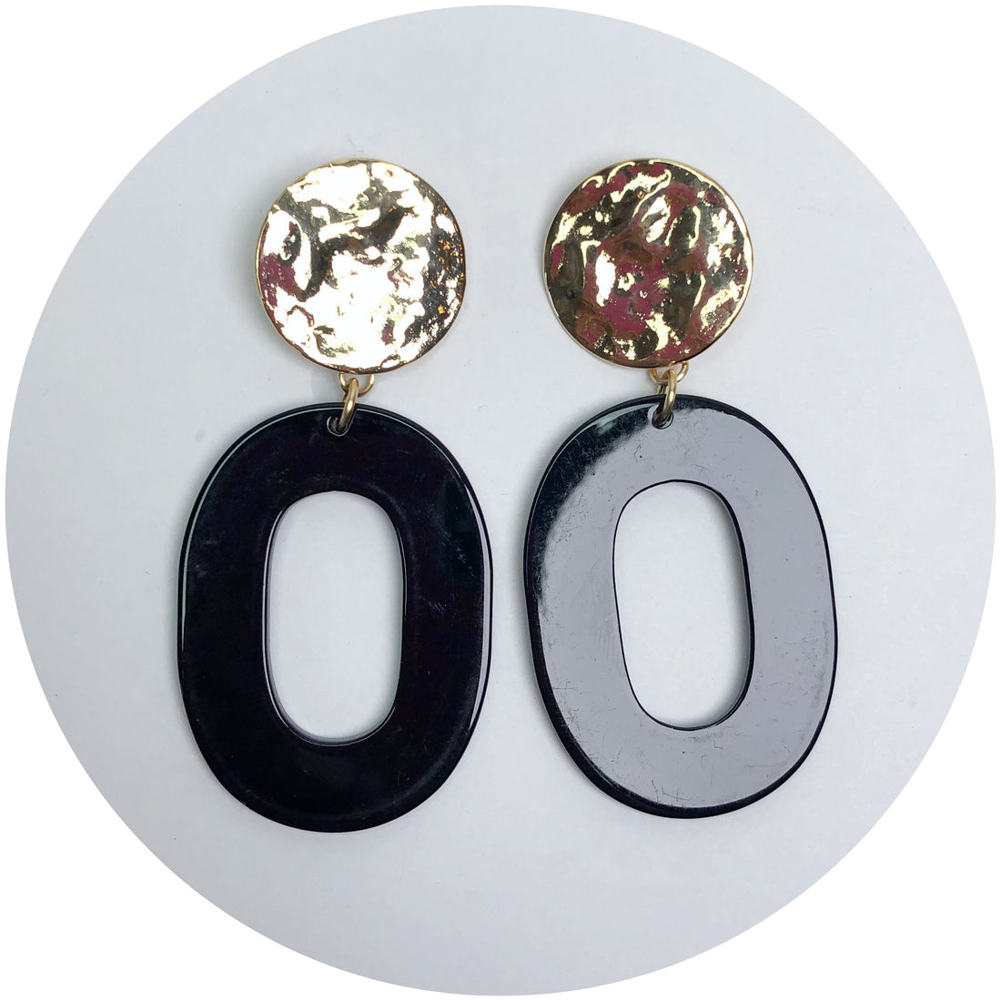 Noir Acrylic Earrings with Round Top