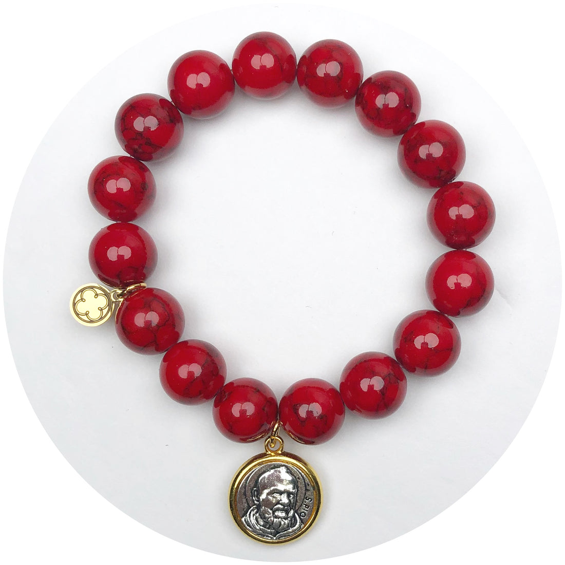 Red Howlite with Padre Pio Pendant