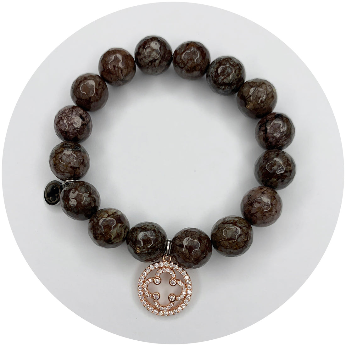 Cola Brown Jasper with Pavé Rose Gold Signature Logo