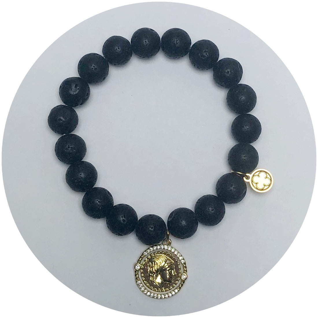 Black Lava with Roman Coin