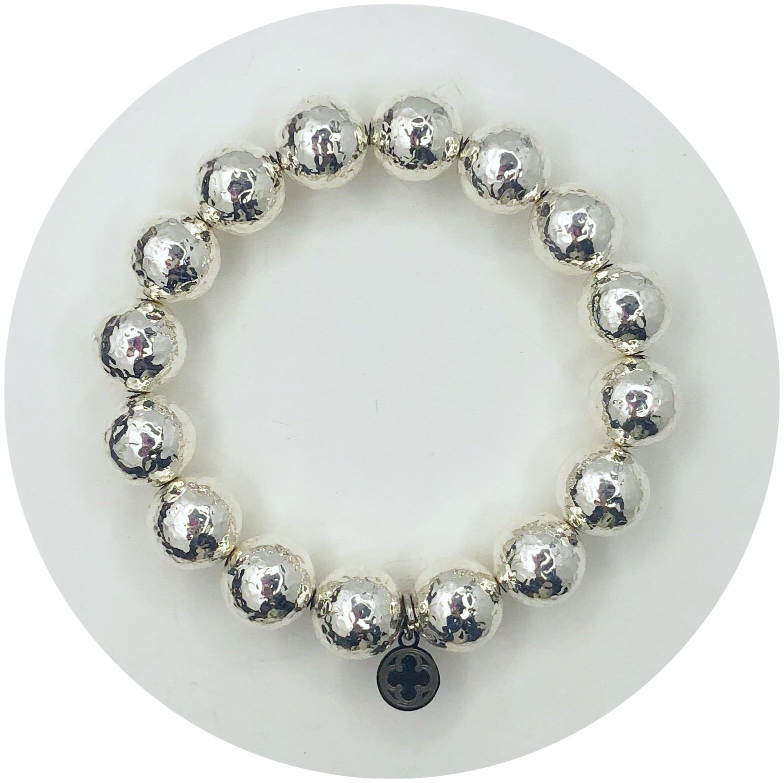 silver950 brass ORBIT BRACELET 3mm シルバー Solid Hammered Sterling Silver Plated Brass Beaded Bracelet