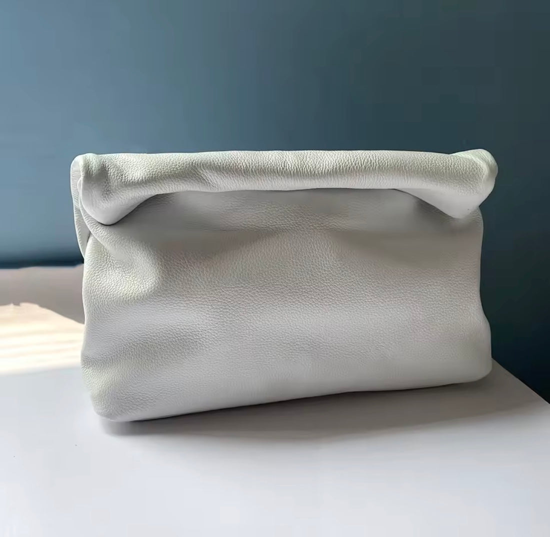 Gold Trinacria White Leather Handbag - Oriana Lamarca LLC